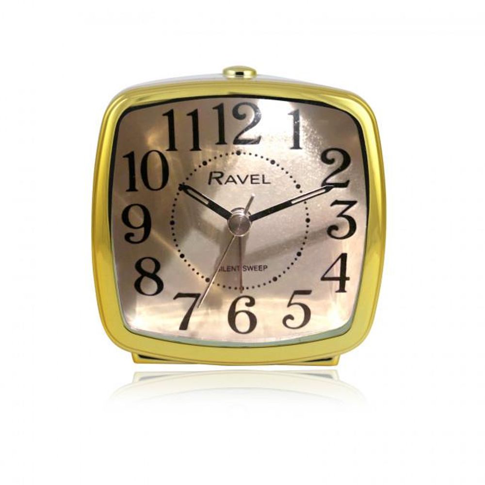 Ravel Retro Styled Small Size Bedside Quartz Alarm Clock - White / Gold RC041.42