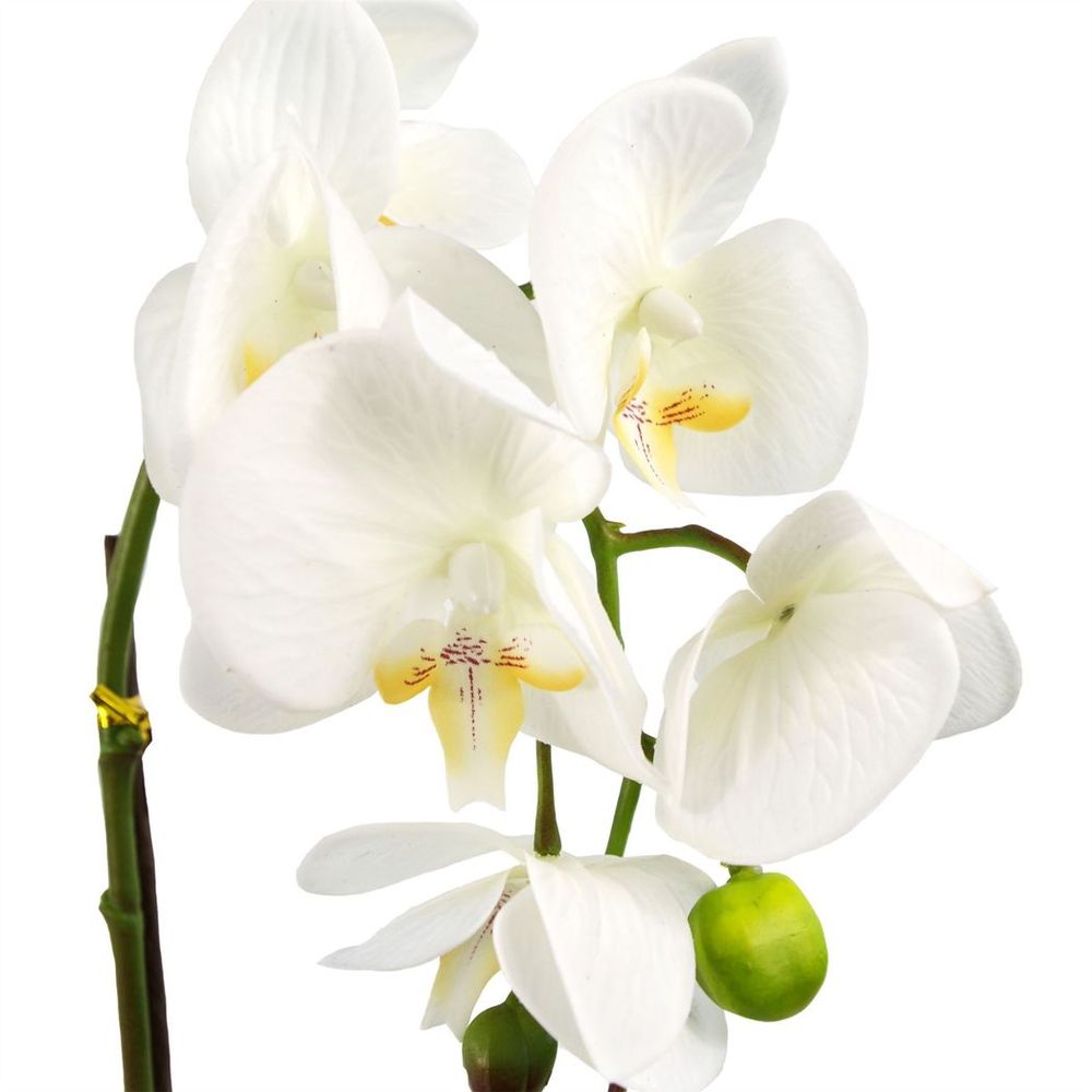 46cm Artificial Orchid Dark White / Silver