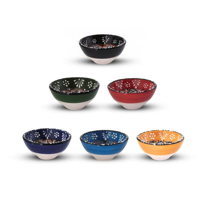 Handmade Ceramic Bowls Set of 6 Mexican 8cm