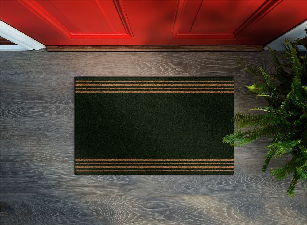 Astley 4 Stripes Latex Backed Coir 45x75cm Green Doormat