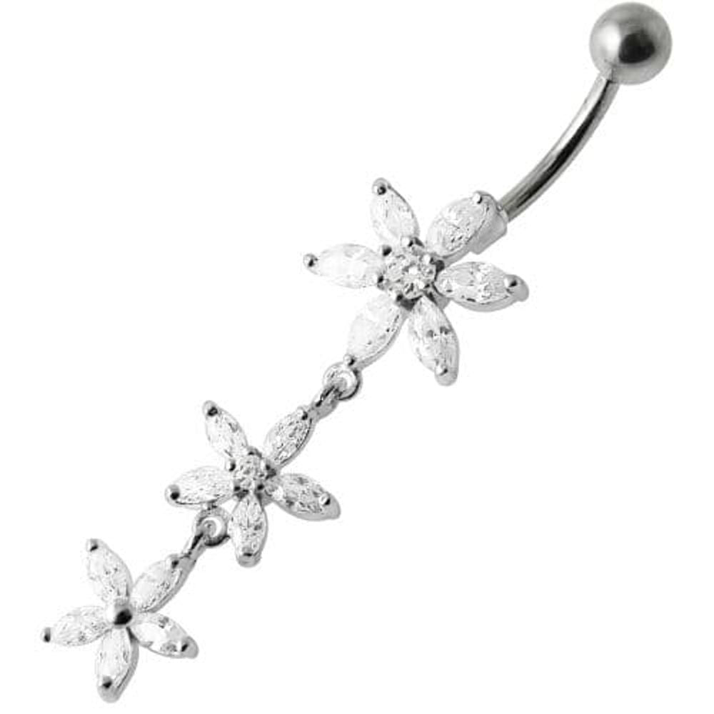 Fancy  Multi Star Dangling SS Bar Navel Ring