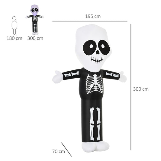 3m Halloween Inflatable Skeleton Ghost Deco LED Lighted for Home In-Outdoor