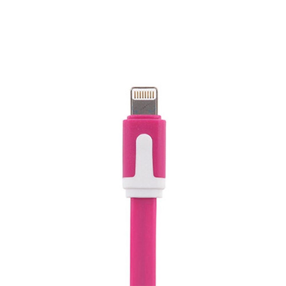 GVC 1 Metre Strong Tangle Free Flat Micro USB Cable for Sync & Charge, Hot Pink