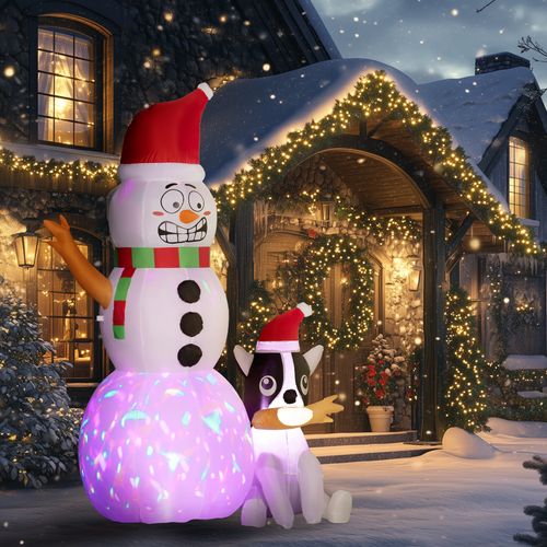 Outsunny 6.2FT Christmas Blow Up Snowman with Dog for Garden Party Outdoor