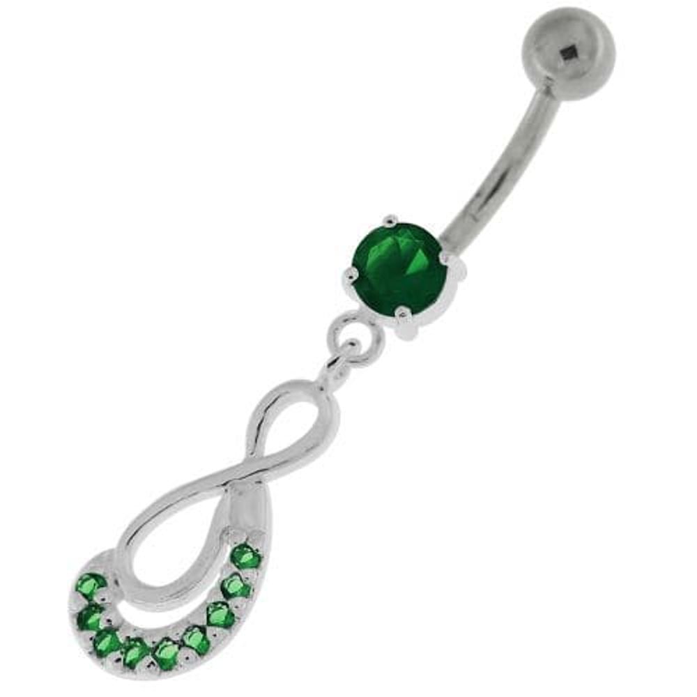 Crescent Nine Stones Jeweled Infinity Navel Belly Button Ring