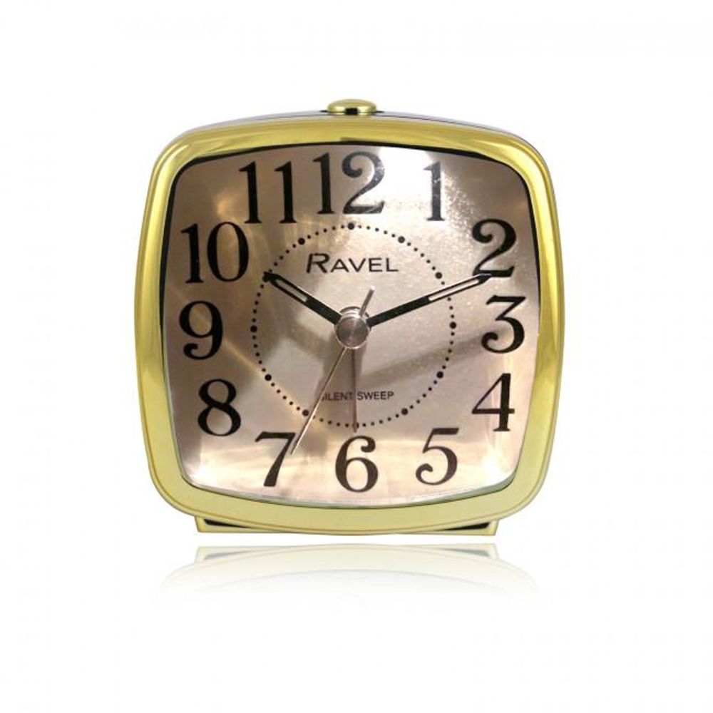 Ravel Retro Styled Small Size Bedside Quartz Alarm Clock - Black / Gold RC041.32