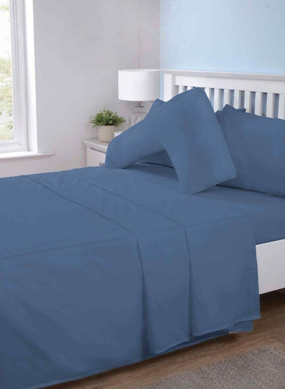 Opus Plain Dyed Fitted Sheets-King-Marine Blue