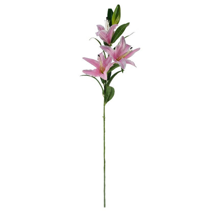 Pack of 6 x 100cm Large Pink Lily Stem - 18 Flowers