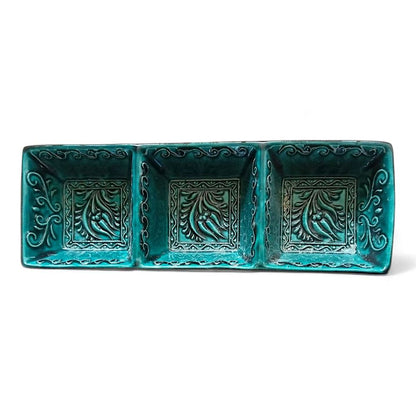 3-in-1 Green Square Snack and Dip Bowl, Divided Servings