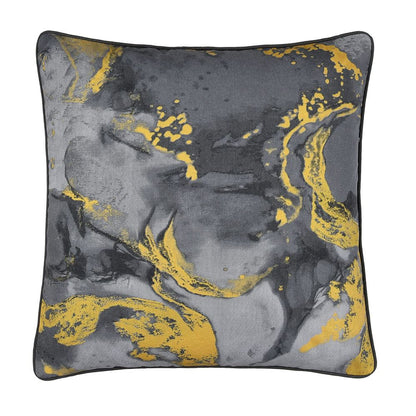 METALLIC MARBLE PRINT CUSHION GREY