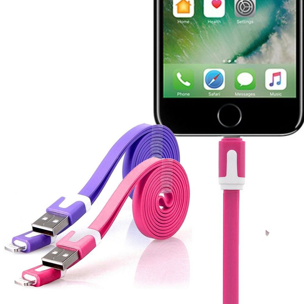 GVC 1 Metre Strong Tangle Free Flat Micro USB Cable for Sync & Charge, Hot Pink