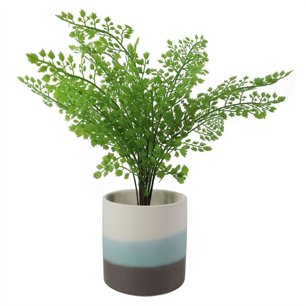 12cm Blue Sand Stripe Ceramic Planter