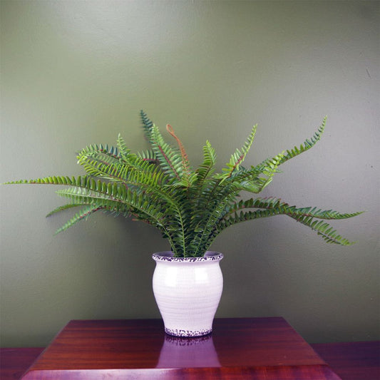 40cm Artificial Bushy Fern Potted in Decorative Planter