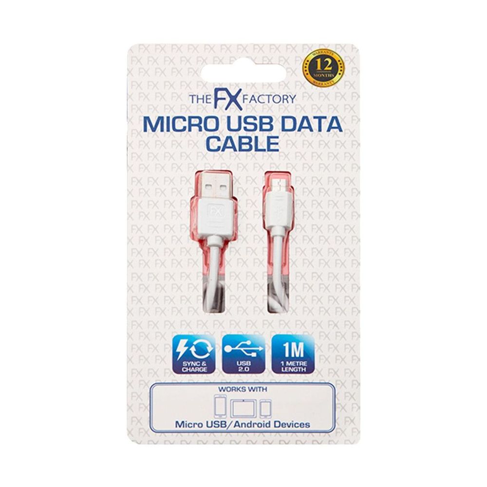 FX Powabud USB Data Cable For Micro USB Devices - White