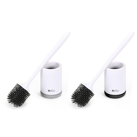 Deep Cleaner Rubber Toilet Brush with Quick Drying Holder Set - Multi Pack