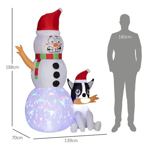 Outsunny 6.2FT Christmas Blow Up Snowman with Dog for Garden Party Outdoor