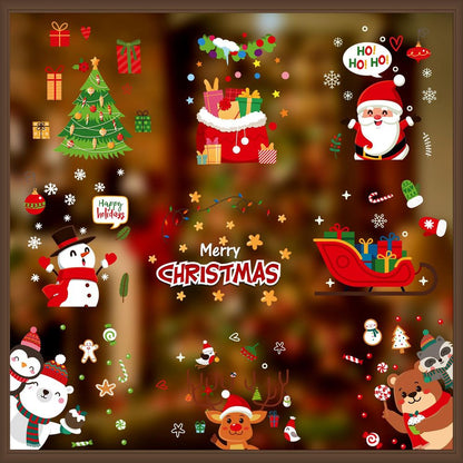 9 Sheets Christmas Window Stickers Double-side PVC Reusable Window Cling