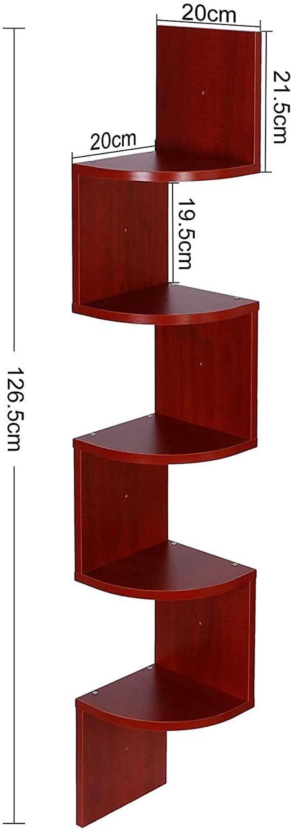 5 Tier Floating Corner Shelf-Rustic Brown