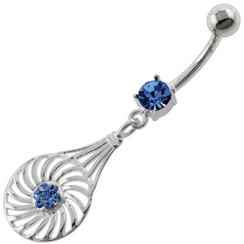 Dangling Jeweled Swirl Flower Navel Belly Button Piercing