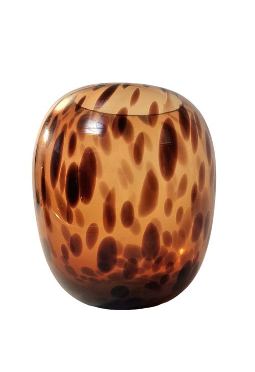 Leopard Print Glass Vase 26cm