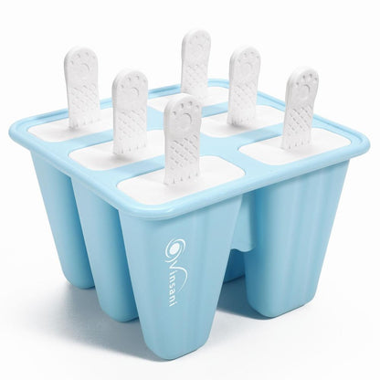 6 Cavity Silicone Ice Lolly Popsicle Mould Reusable Ice Cream Mould