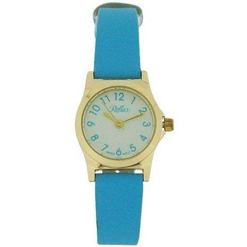 Reflex Girls Ladies Watch White Dial Gold Tone Aqua Blue Strap 101329LT