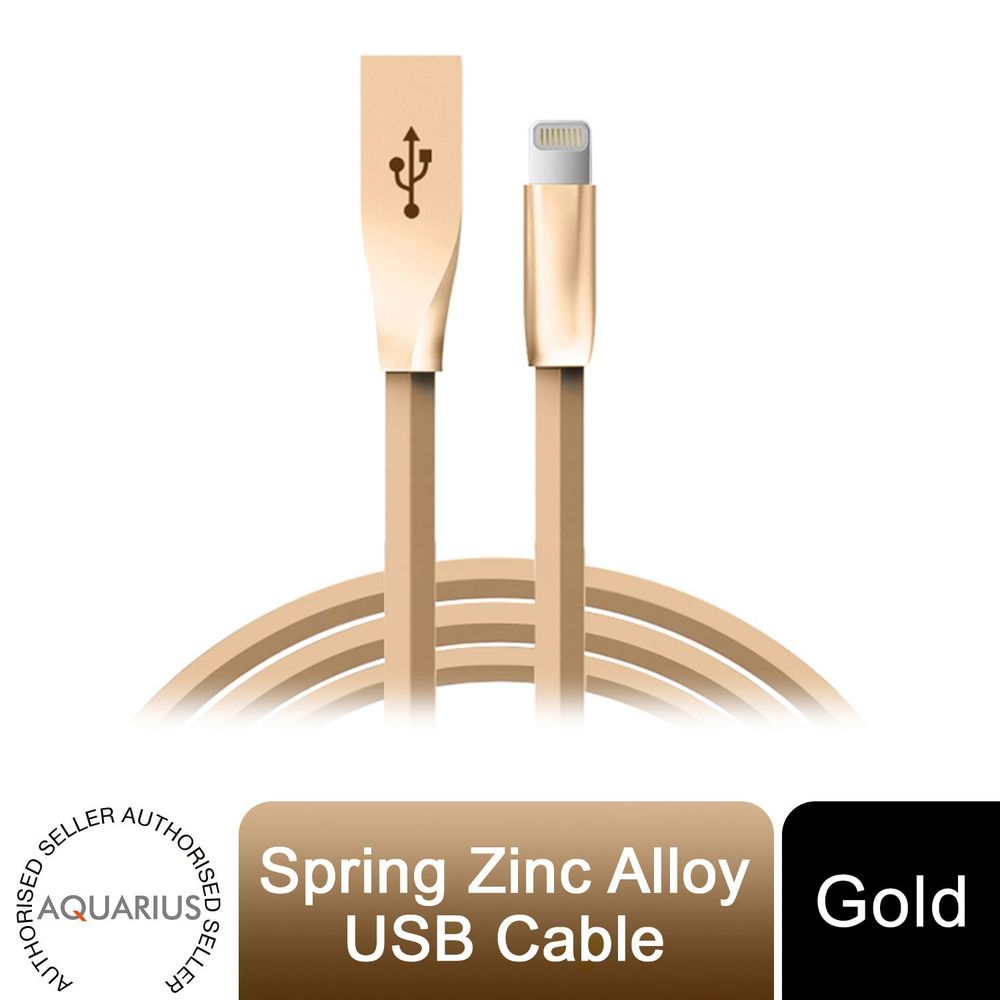 Spring Zinc Alloy Lightning to USB Sync and Charge Cable - 1 Meter, Gold