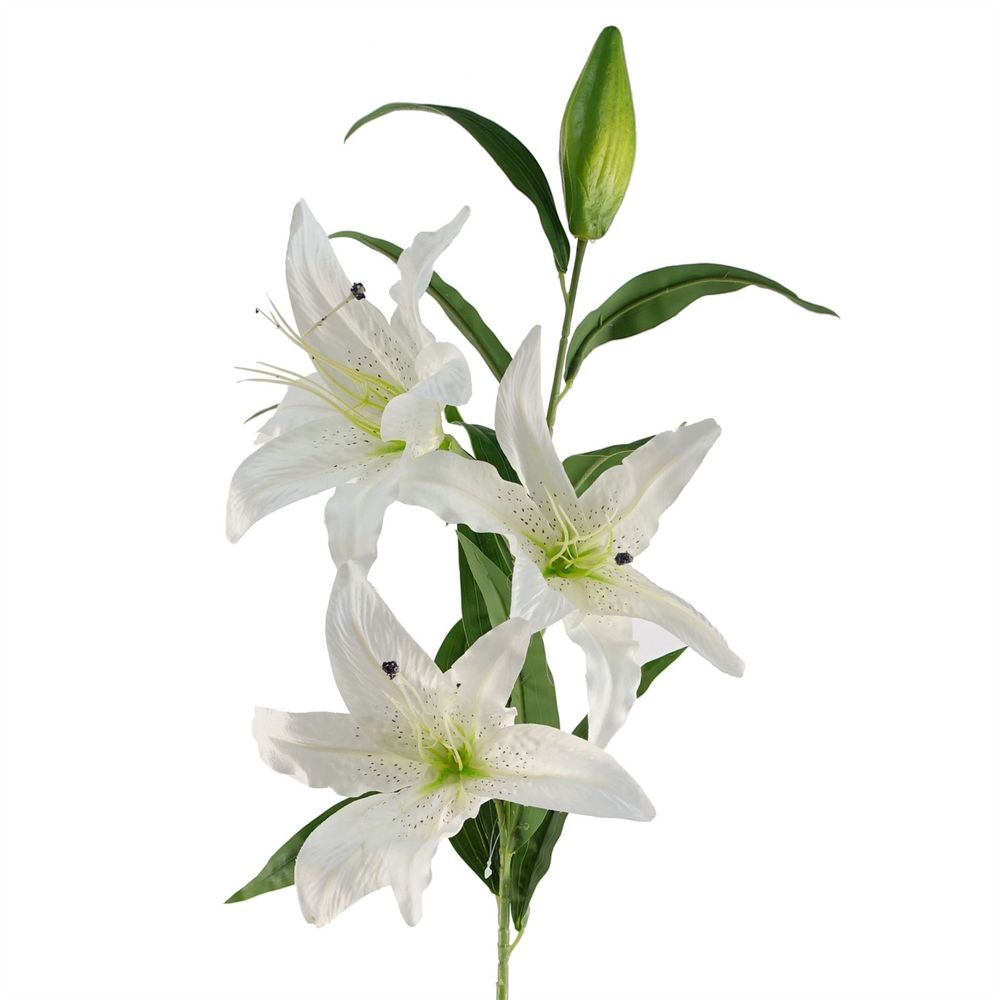 Pack of 6 x 100cm Large White Lily Stem - 18 Flowers