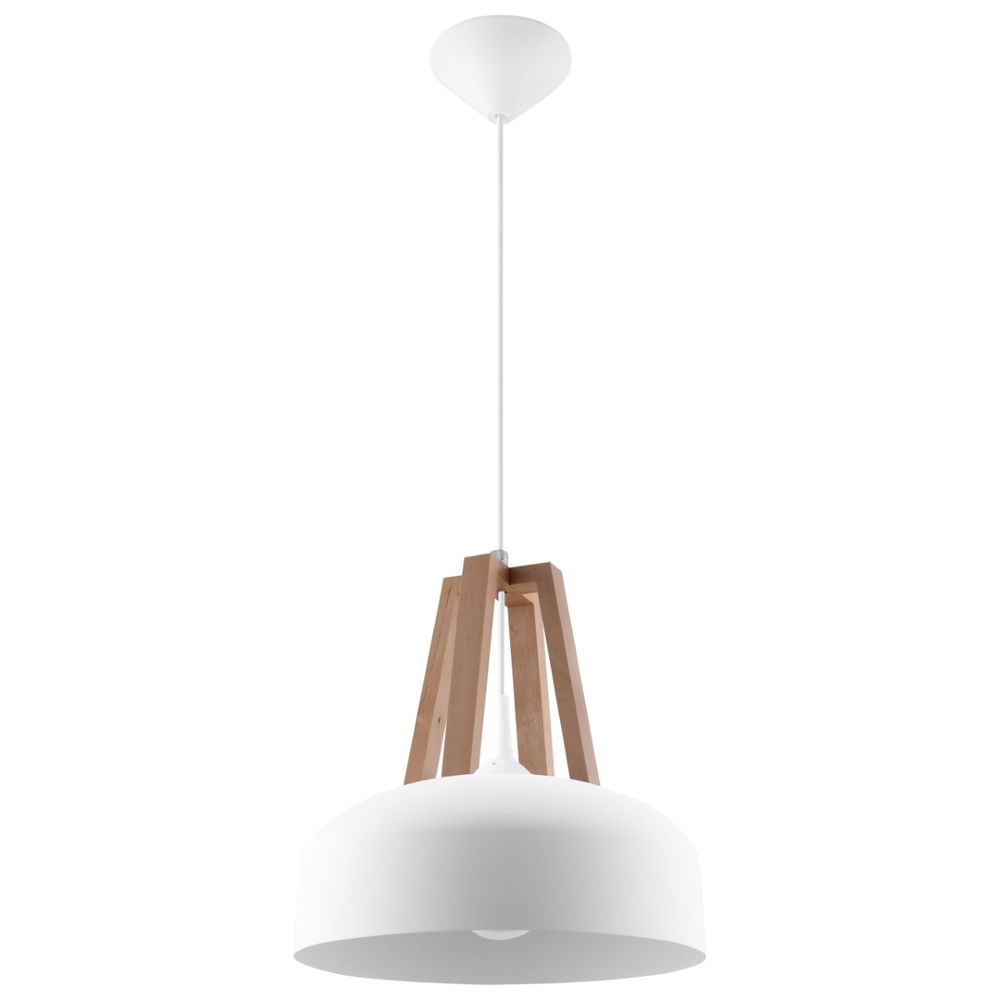 Pendant lamp steel, wood Casco modern Design E27