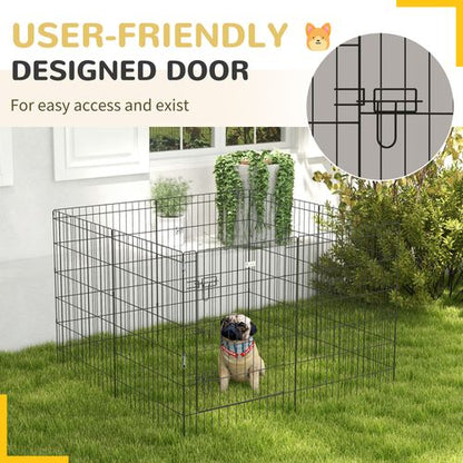 PawHut 8-Panel DIY Dog Pen with Door for Indoor/Outdoor Use, 91cm High