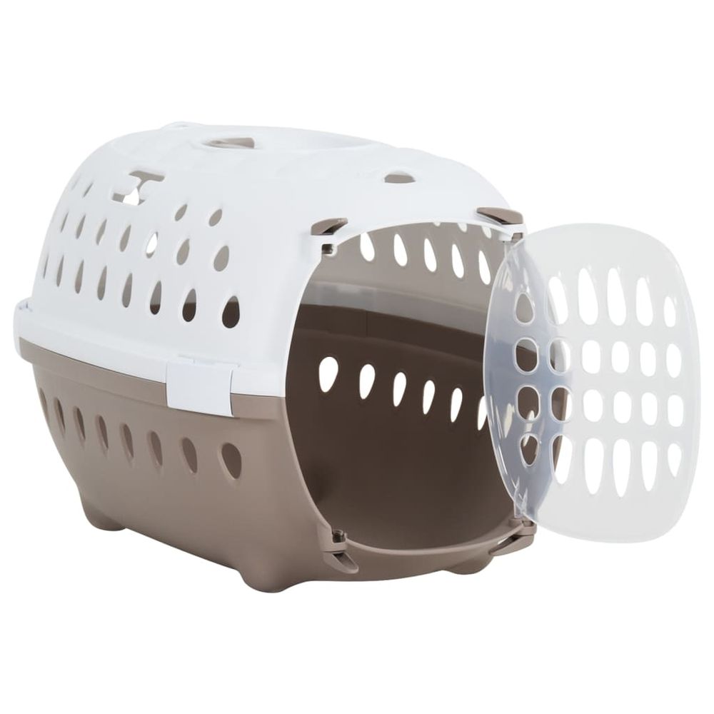 Pet Transport Box White and Brown 50x34.5x32 cm PP