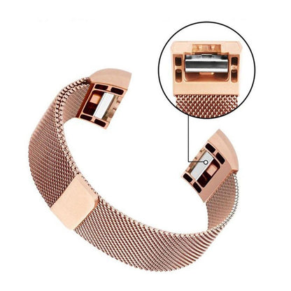 Aquarius Milanese Replacement Strap Band Compatible w/ Fitbit Charge2, Rose Gold