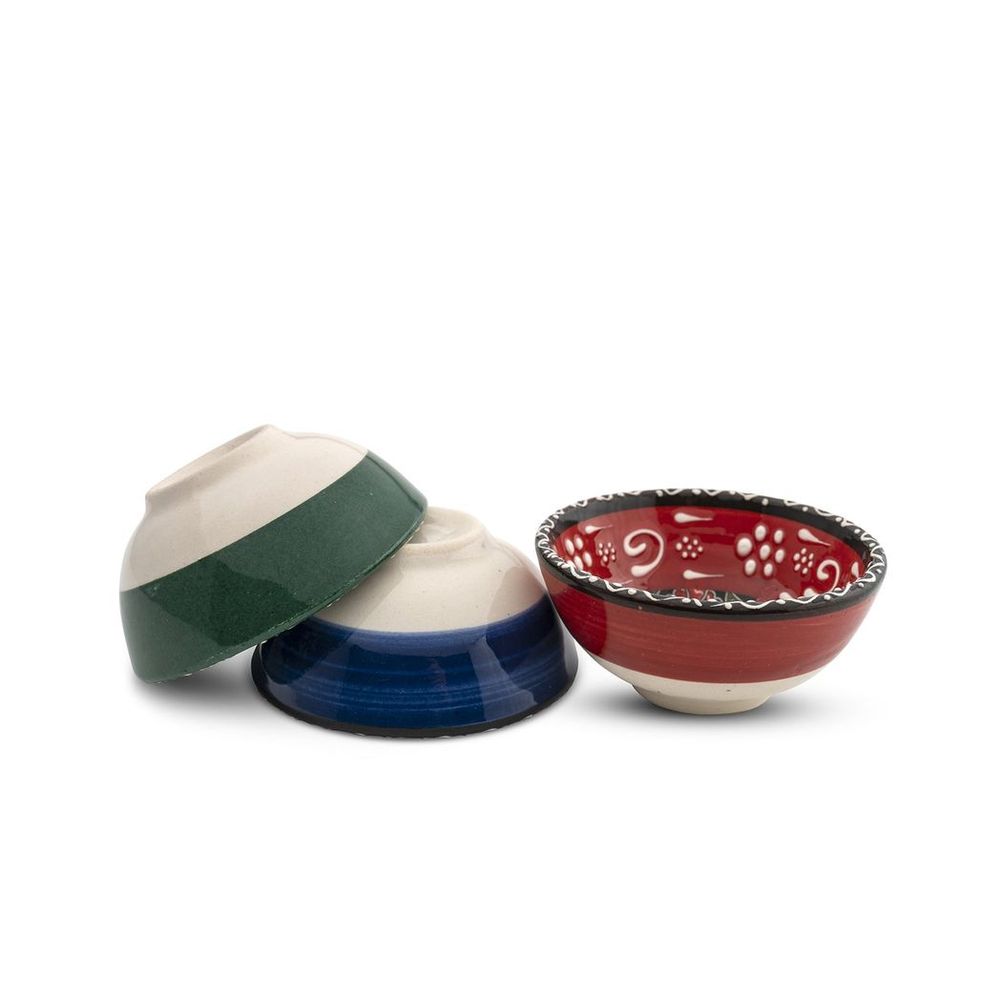 Handmade Ceramic Bowls Set of 6 Mexican 8cm