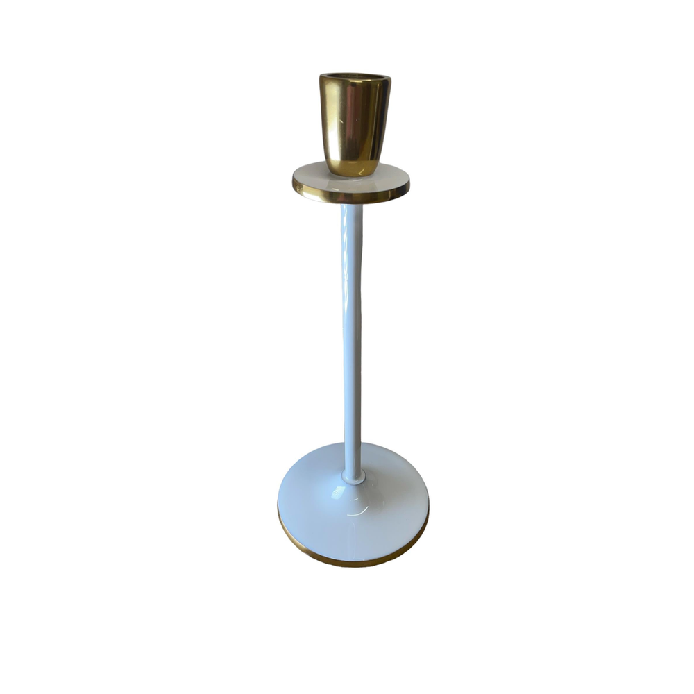 Glossy White Irina Candlestick, 26cm