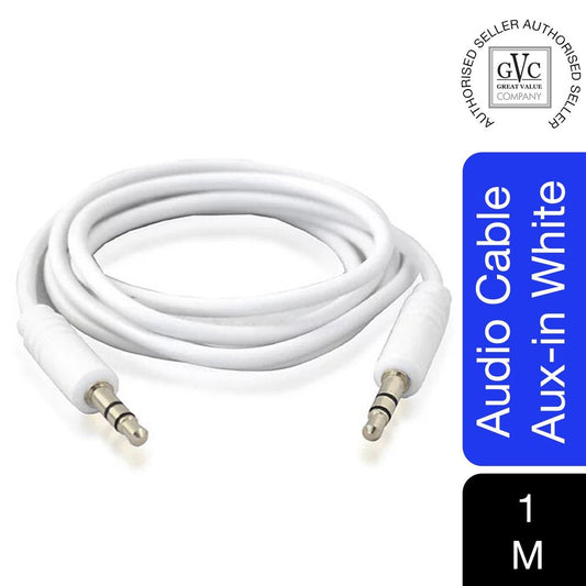 GVC Audio Jack 3.5mm Stereo Aux-in Cable, 1 Metre - White