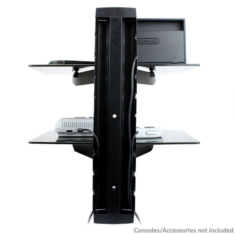 Tempered Black Glass Floating Shelf 2 Tier | M&W