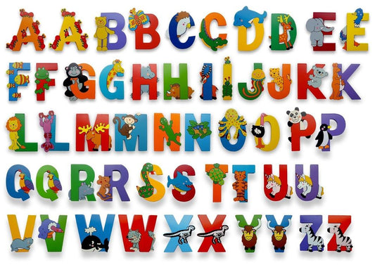 Wooden Jungle Animal Upper Case Alphabet Letters Bedroom Wall Door Name