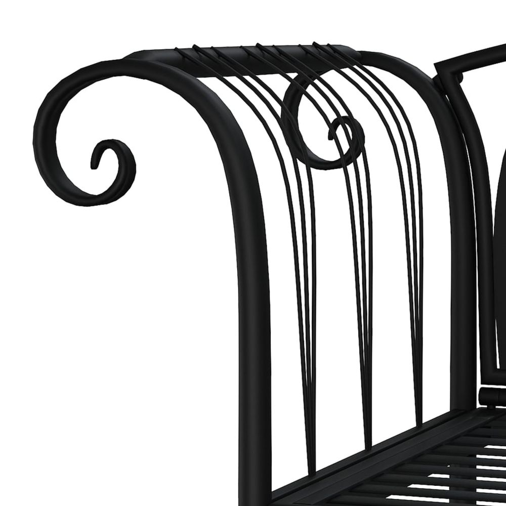 2-Seater Garden Bench 128 cm Black Steel