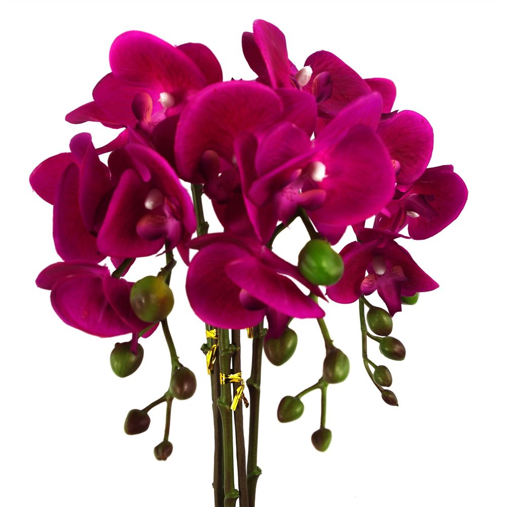 52cm Artificial Orchid Large - Dark Pink / Silver