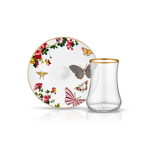 Dervish Mariposa Tea Glass and Saucer