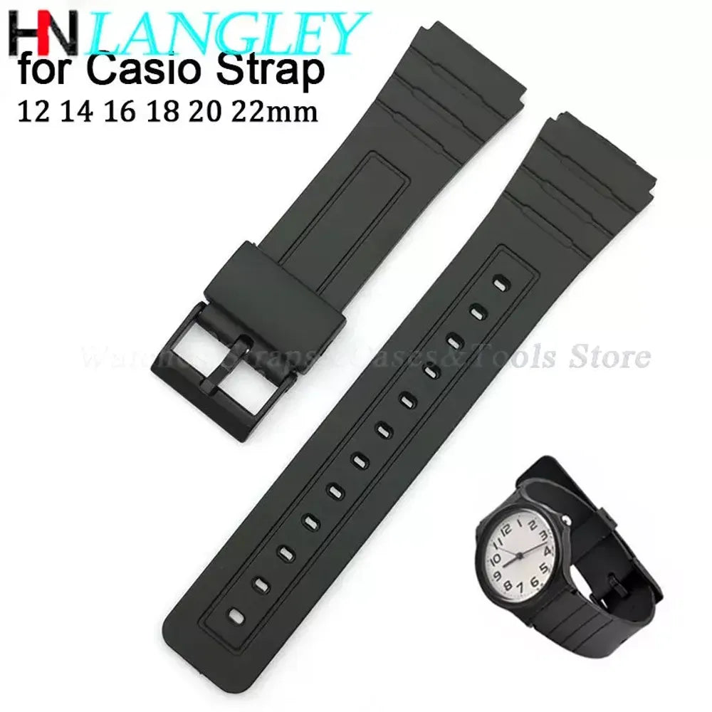 Rubber Watch Strap for Casio W800H Band 12 14 16 18 20mm 22mm Sport Diving Silicone Watchband Accessories F91W F84 F105/108/A158