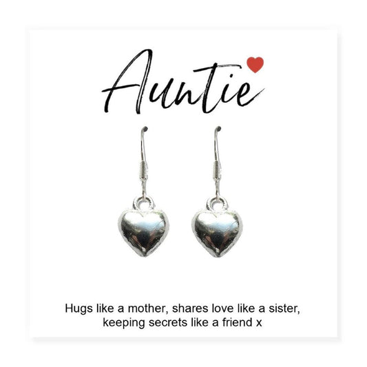 Auntie Heart Earrings & Gift Card