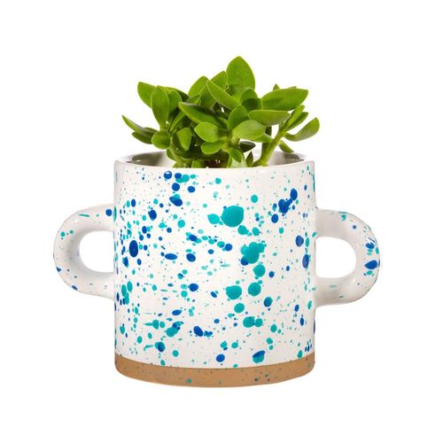 Turquoise and Blue Splatterware Planter