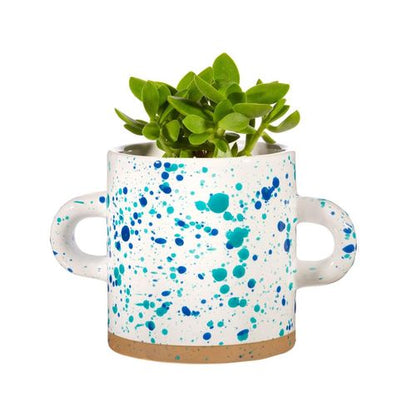 Turquoise and Blue Splatterware Planter