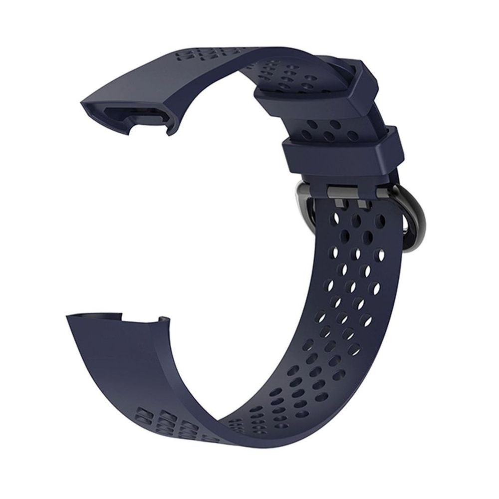 Aquarius Holes Soft Silicone Replacement Strap Band for Fitbit Charge 3 , Navy