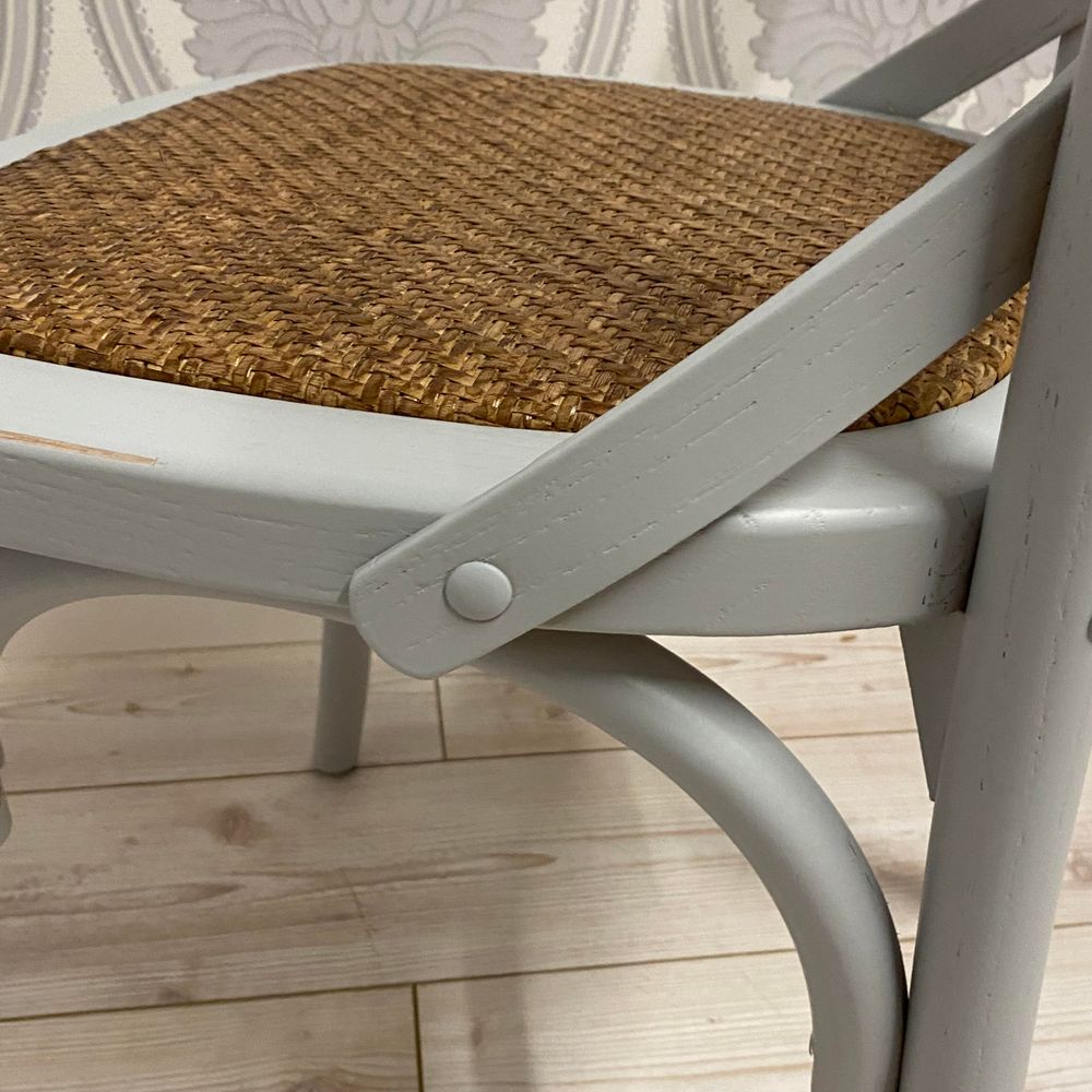 GREY FRENCH CROSS BACK CHAIR