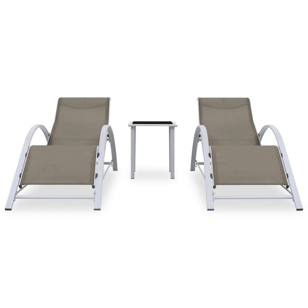 Sun Loungers 2 pcs with Table Aluminium Taupe