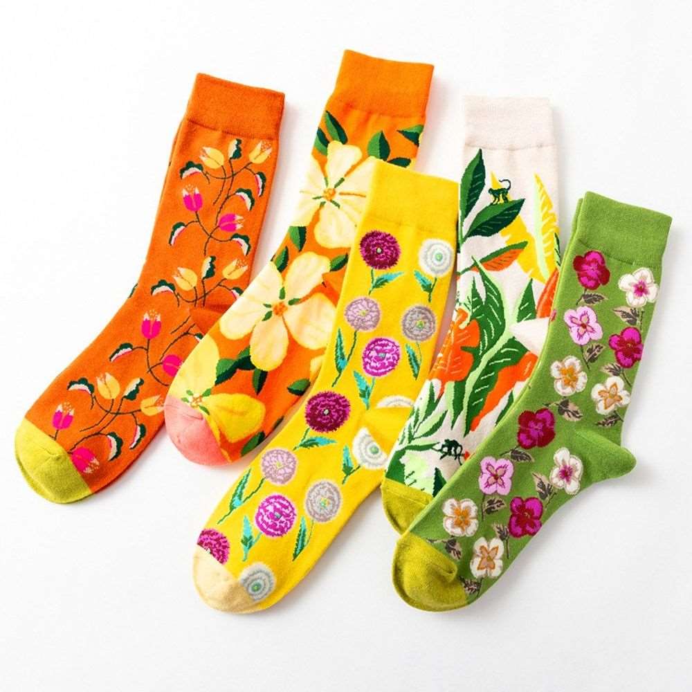 1 Pair Women Socks Cartoon Dog Octopus Flower Plant Kawaii Funny Casual Female Cotton Sock Hosiery Streetwear Harajuku Crew Sock