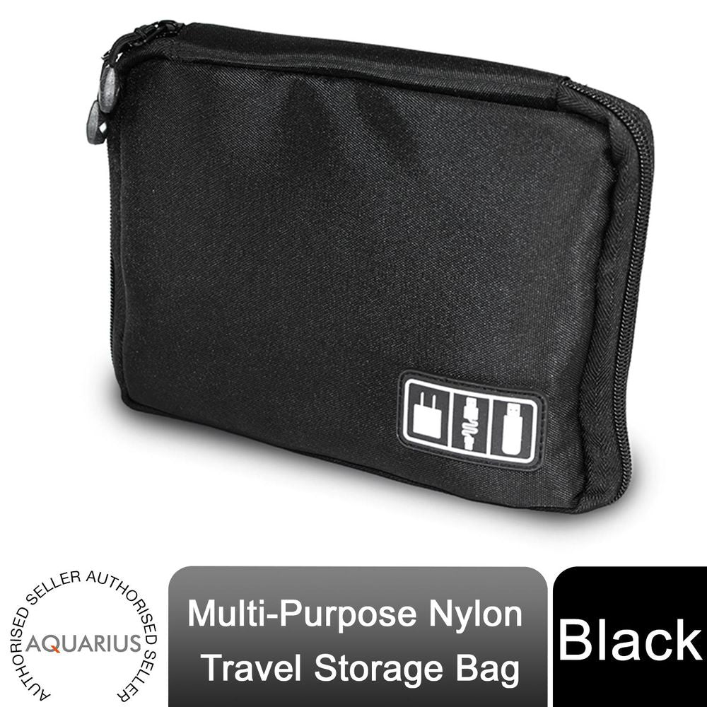 Aquarius Multi-Purpose Nylon Travel Electronics Organiser Storage Bag, Black