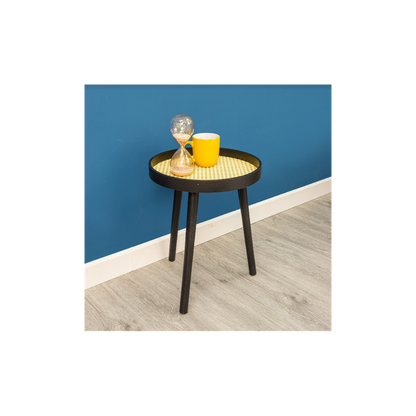 Cane Black Round Side Table - SLENDER